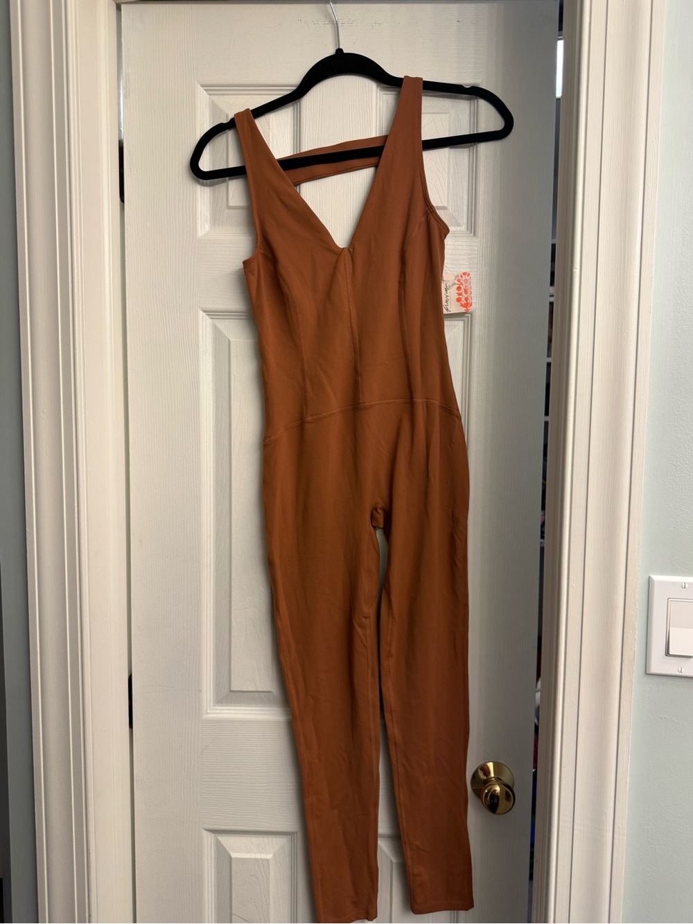 Free People Rust Brown Sleeveless V-Neck Jumpsuit